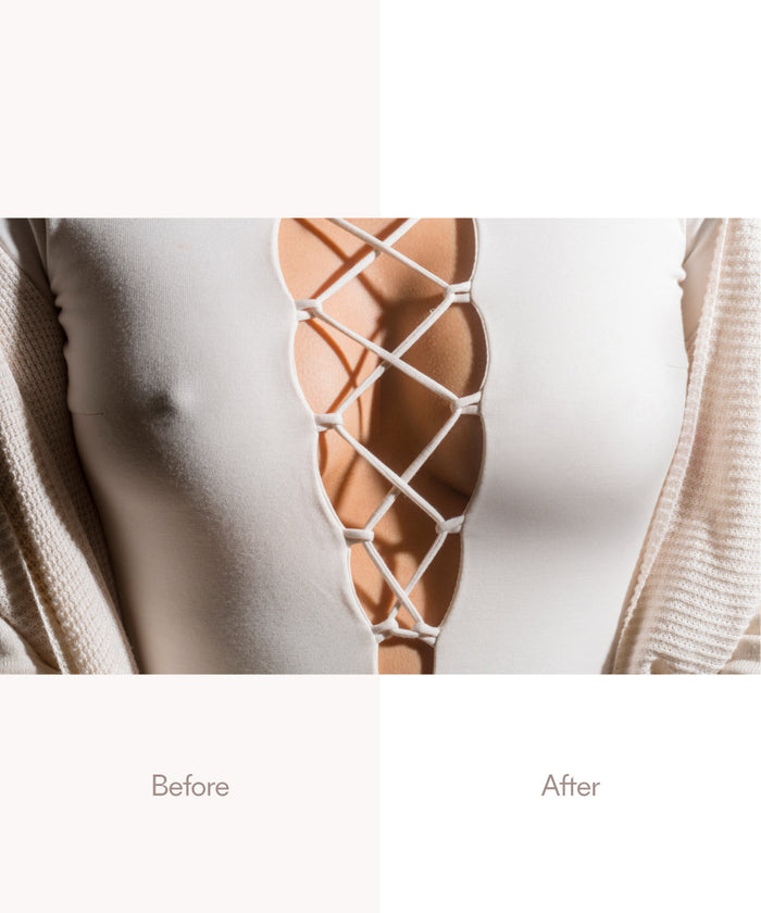 No-Show Nipple Covers - Round, before and after